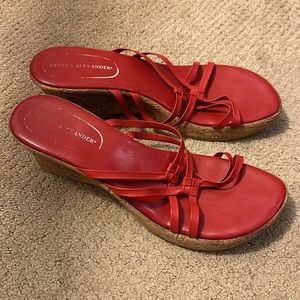 Strappy Red Cork Wedges